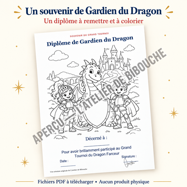 Extrait 3 du kit Chevaliers et Dragons — Kit anniversaire à imprimer 5–7 ans