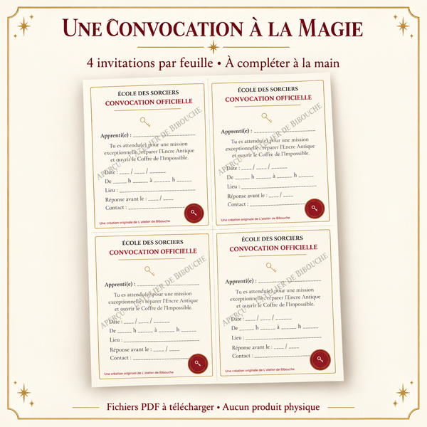 Extrait 3 du kit École des Sorciers — Kit anniversaire à imprimer 7–9 ans