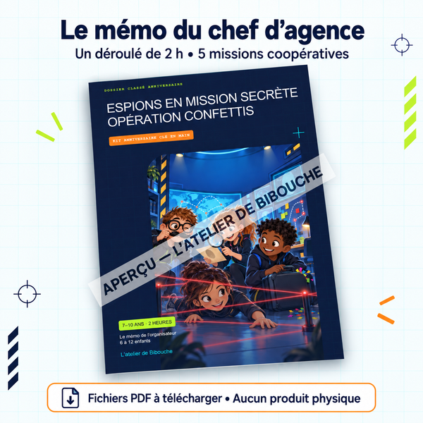 Extrait 1 du kit Espions en Mission Secrète — Kit anniversaire à imprimer 7–10 ans