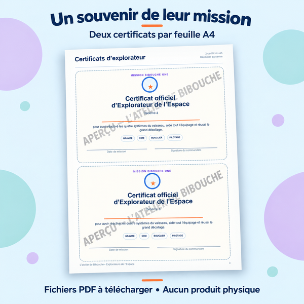 Extrait 3 du kit Explorateurs de l’Espace — Kit anniversaire à imprimer 5–9 ans