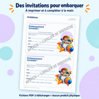 Aperçu avec filigrane — invitations du kit Explorateurs de l’Espace, PDF à télécharger.
