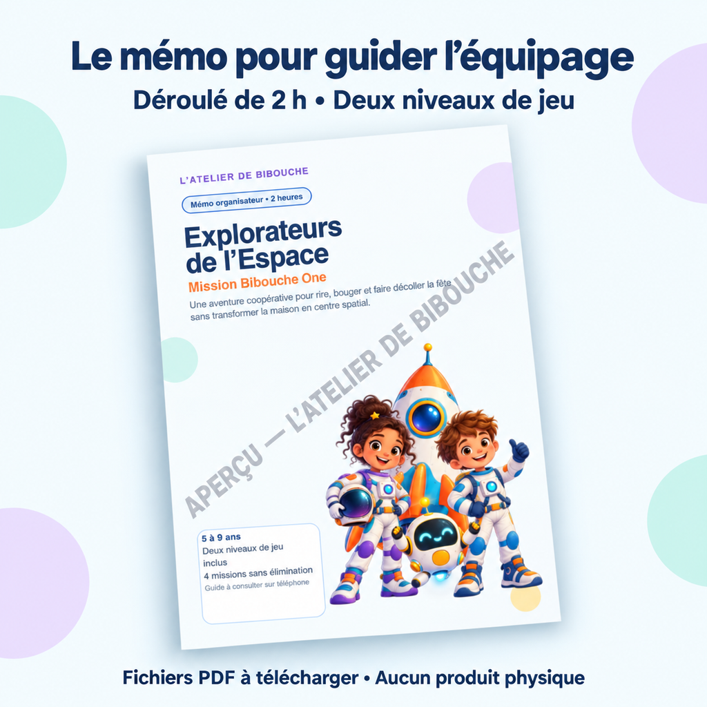 Aperçu avec filigrane — memo du kit Explorateurs de l’Espace, PDF à télécharger.