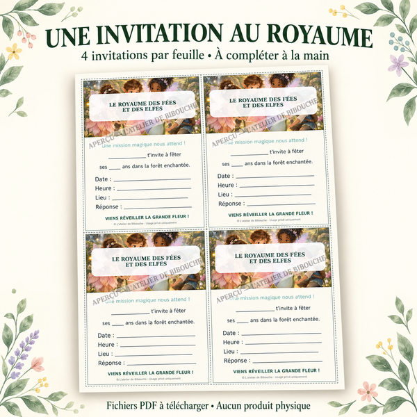 Extrait 2 du kit Le Royaume des Fées et des Elfes — Kit anniversaire à imprimer 3–5 ans
