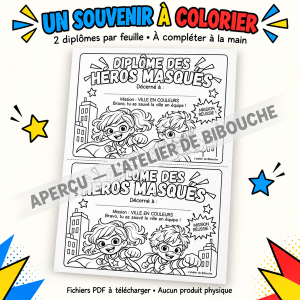 Extrait 3 du kit Héros masqués de la ville — Kit anniversaire à imprimer 4–6 ans