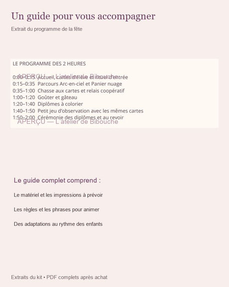 Extrait 2 du kit L’Académie des Licornes — Kit anniversaire à imprimer 3–5 ans