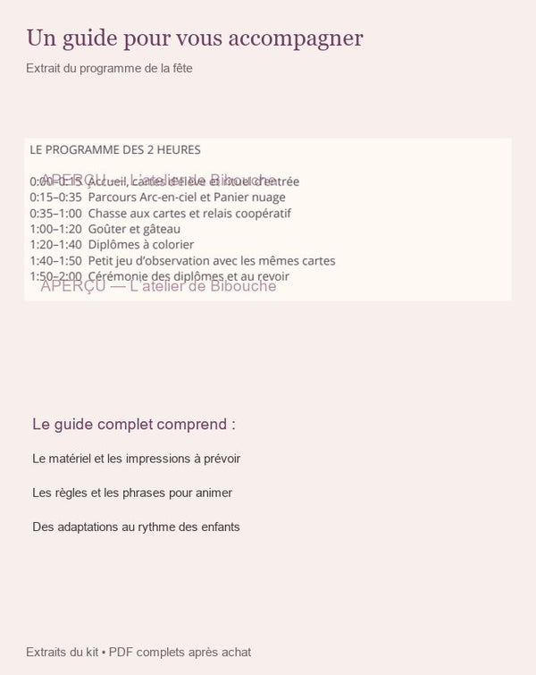 Extrait 2 du kit L’Académie des Licornes — Kit anniversaire à imprimer 3–5 ans