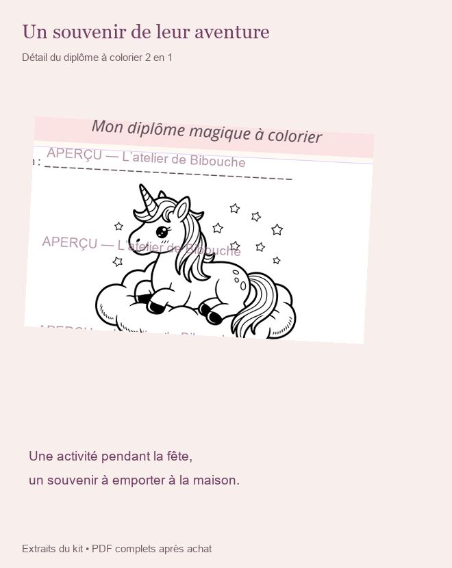 Détail du diplôme à colorier avec filigrane